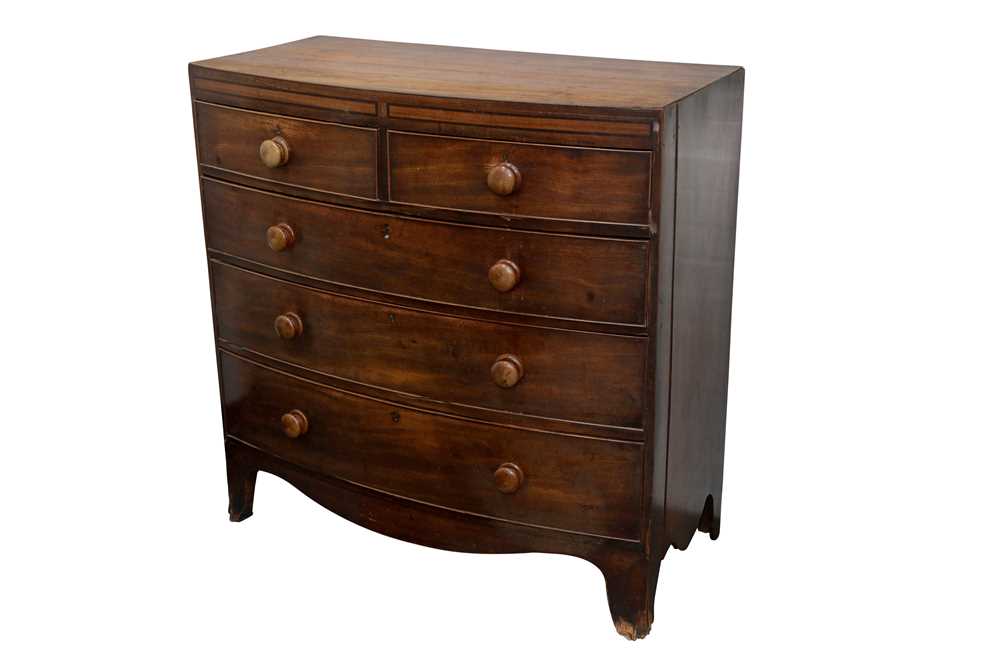 Lot 51 - A MAHOGANY BOWFRONT CHEST, 19TH CENTURY