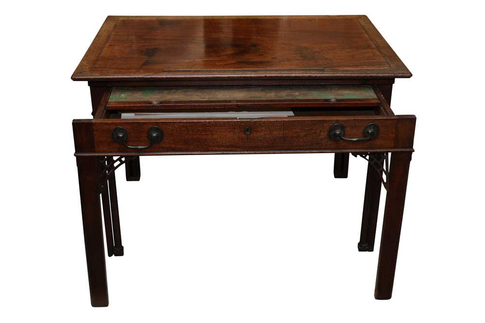Lot 725 - A GEORGE III CHINESE CHIPPENDALE STYLE MAHOGANY ARCHITECT'S TABLE