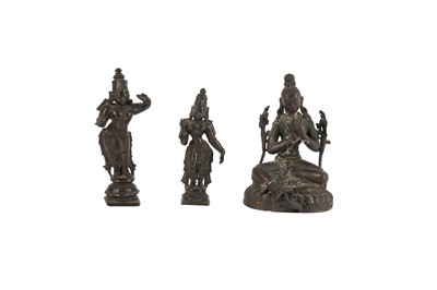 Lot 406 - TWO INDIAN BRONZE FIGURES OF GODS, 18TH/19TH CENTURY