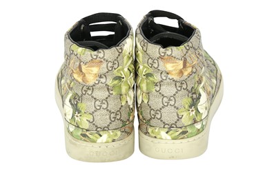 Lot 157 - Gucci Beige Supreme GG Bloom High Top Trainer - Size 6.5