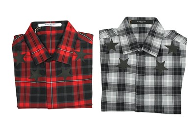 Lot 250 - Two Givenchy Cotton Plaid Checked Shirts - Size 38 and 41
