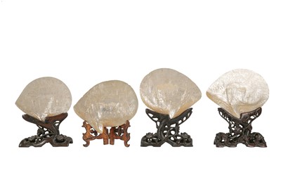 Lot 155 - A COLLECTION OF FOUR 19TH CENTURY CHINESE PEARL SHELL CARVINGS, QING DYNASTY