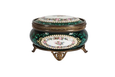 Lot 287 - A CONTINENTAL OVAL ENAMEL AND GILT METAL CASKET, 20TH CENTURY