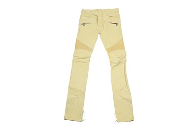 Lot 187 - Balmain Pale Yellow Biker Jeans - Size 28