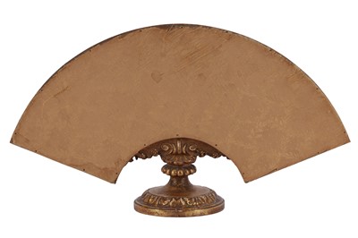 Lot 284 - A CONTINENTAL PAINTED FAN LEAF, 18TH CENTURY