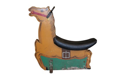 Lot 251 - A PAINTED WOOD 1970'S OR 80'S FAIRGROUND HORSE