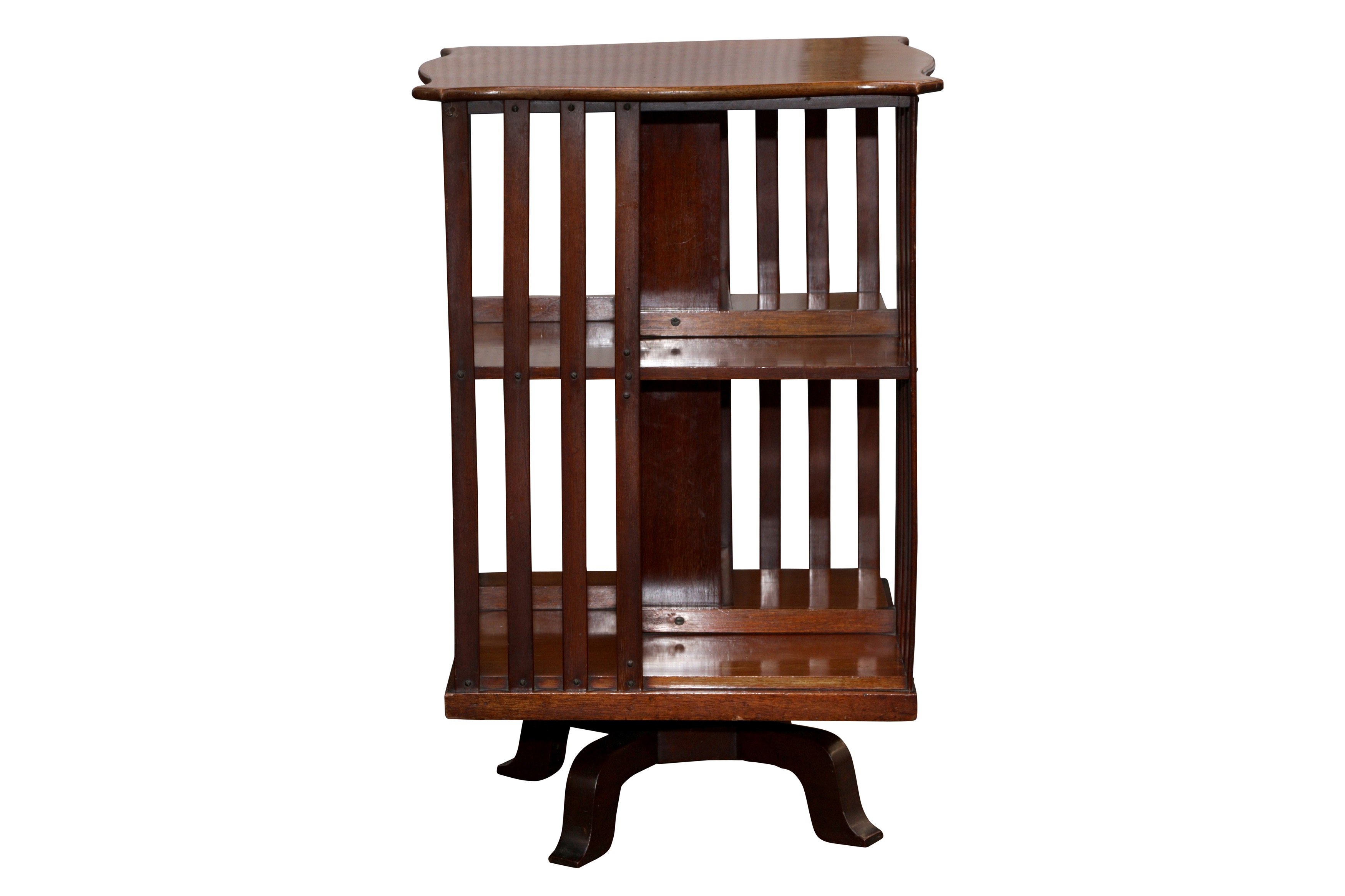 Lot 252 A WALNUT TABLETOP REVOLVING BOOKCASE, EARLY