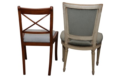 Lot 254 - A PAIR OF FRENCH LOUIS XVI STYLE SIDE CHAIRS, 20TH CENTURY