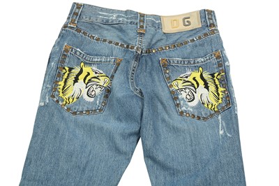 Lot 70 - Dolce & Gabbana Blue Tiger Head Jeans - Size 44