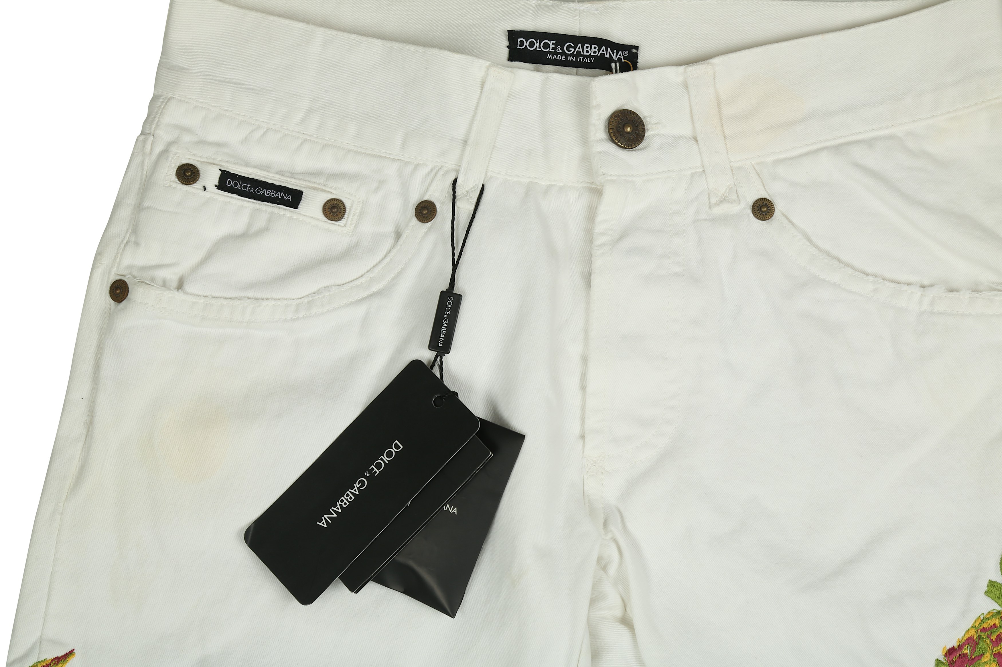 Lot 261 - Dolce & Gabbana White Hawaii Jeans - Size 44