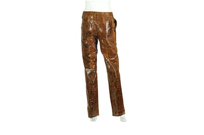 Lot 114 - Dolce & Gabbana Tan Python Trousers - Size 44