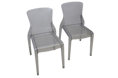 Lot 909 - A PAIR OF CONTEMPORARY ITALIAN DOMITALIA 'CRYSTAL COMFORT LIVING' STACKING CHAIRS