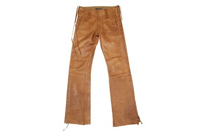 Lot 169 - Dolce & Gabbana Tan Leather Trouser - Size 44