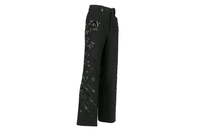 Lot 207 - Gucci Black Embellished Wide Leg Trousers - Size 42