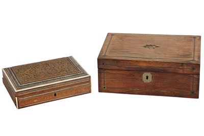 Lot 278 - A CEYLONESE SANDELWOOD AND BONE CASKET, LATE 19TH/EARLY 20TH CENTURY