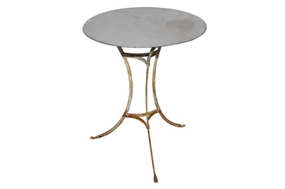 Lot 422 - A WHITE PAINTED AND DISTRESSED WROUGHT IRON GARDEN TABLE, 20TH CENTURY