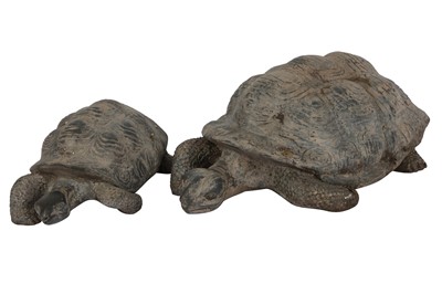 Lot 1218 - A LARGE GREY BRONZE MODEL OF A TORTOISE, 20TH CENTURY