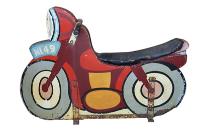 Lot 262 - A 1950'S / 60'S PAINTED WOOD FAIRGROUND RIDE MOTORBIKE