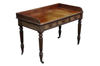 Lot 184 - A WILLIAM IV MAHOGANY WRITING TABLE, IN THE MANNER OF GILLOWS