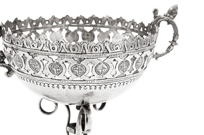 Lot 327 - An early 20th century Iraqi unmarked silver twin handled bowl, Baghdad circa 1920