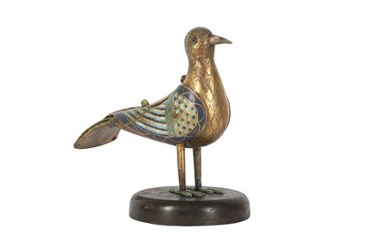 Lot 176 - A 12TH CENTURY STYLE GILT METAL AND ENAMEL EUCHARISTIC DOVE