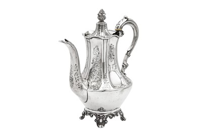 Lot 612 - A Victorian sterling silver coffee pot, London 1846 by Richard and George Burrows