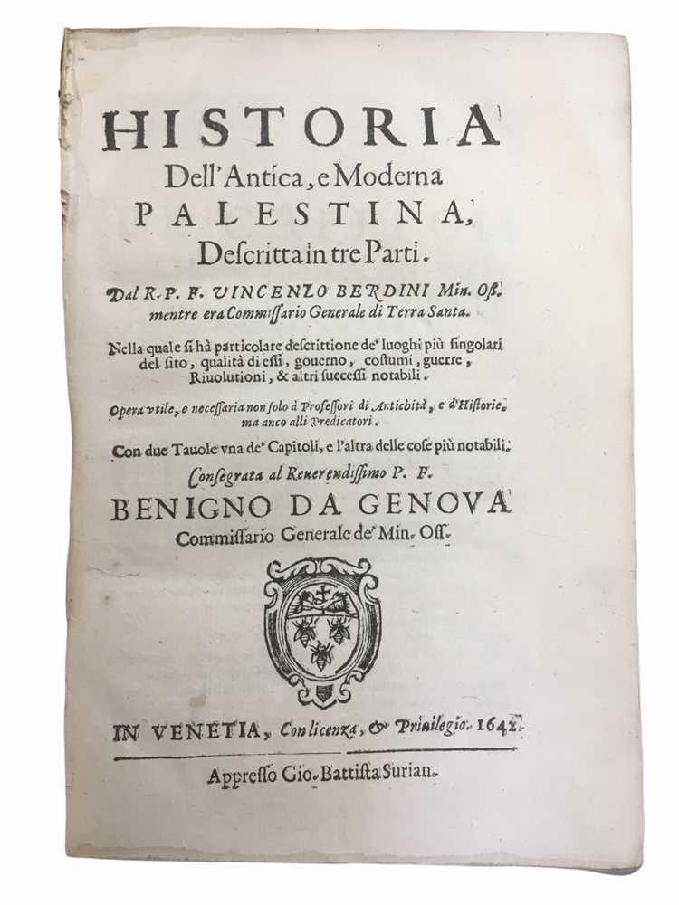 Lot 503 - Berdini (Vincenzo) Historia Dell' Antica, e Moderna Palestina....