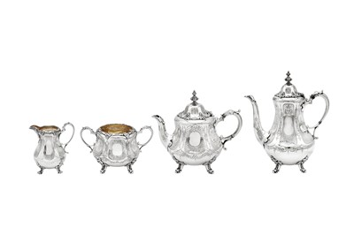 Lot 613 - A Victorian sterling silver four-piece tea and coffee service, London 1847 by Daniel and Charles Houle