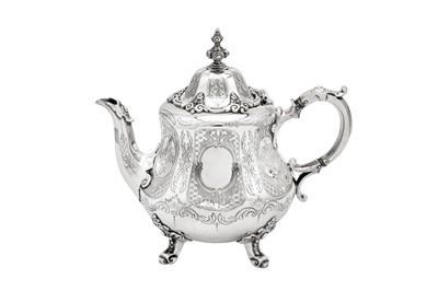 Lot 613 - A Victorian sterling silver four-piece tea and coffee service, London 1847 by Daniel and Charles Houle