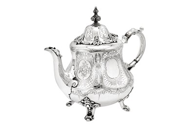 Lot 613 - A Victorian sterling silver four-piece tea and coffee service, London 1847 by Daniel and Charles Houle