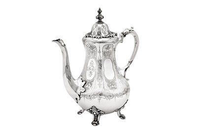 Lot 613 - A Victorian sterling silver four-piece tea and coffee service, London 1847 by Daniel and Charles Houle