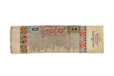 Lot 399 - A COMMEMORATIVE SILK RIBBON OR BOOKMARK FROM THE 1862 INTERNATIONAL EXHIBITION, SOUTH KENSINGTON
