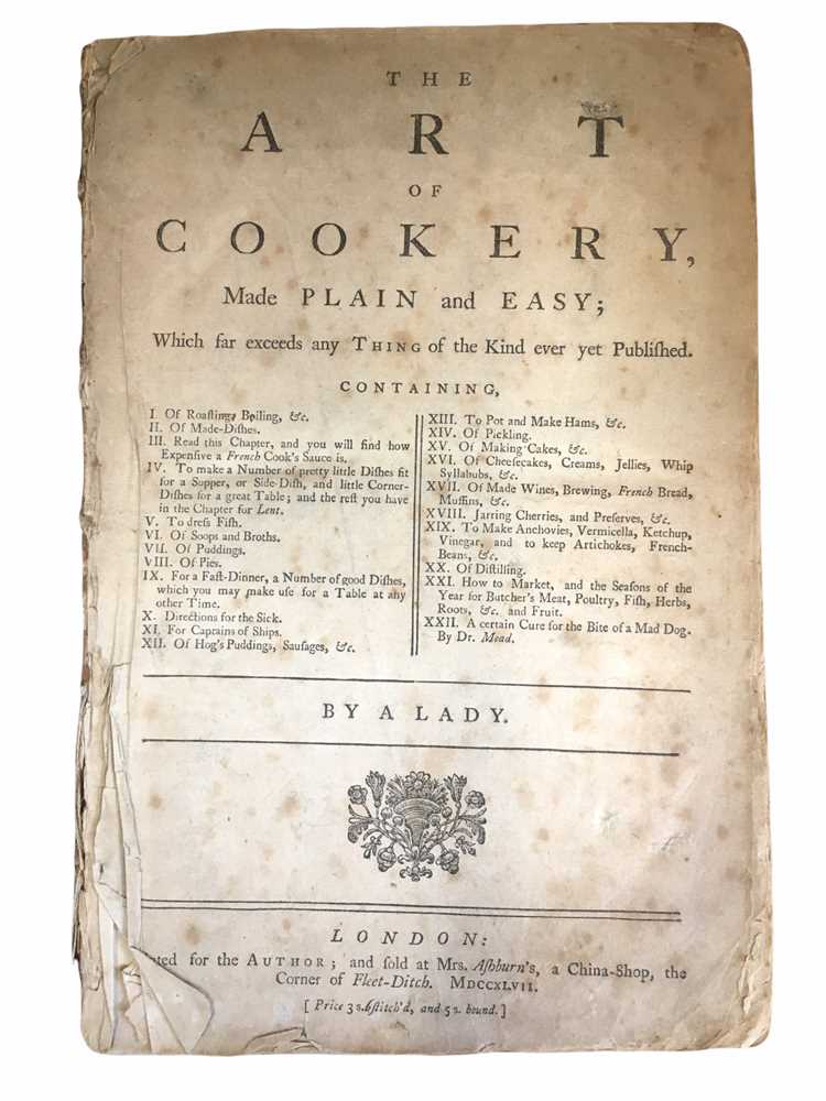 Lot 522 - Cookery. [Glasse (Hannah)], "A Lady" The Art of Cookery Made Plain and Easy