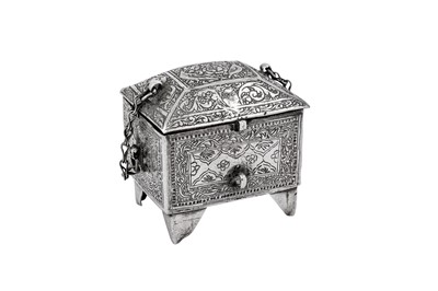 Lot 324 - An early 20th century silver spice box, Iraqi or Persian circa 1910