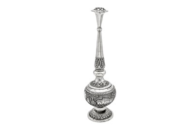 Lot 154 - An early to mid-20th century Anglo-Indian unmarked silver rose water sprinkler, Bombay circa 1940