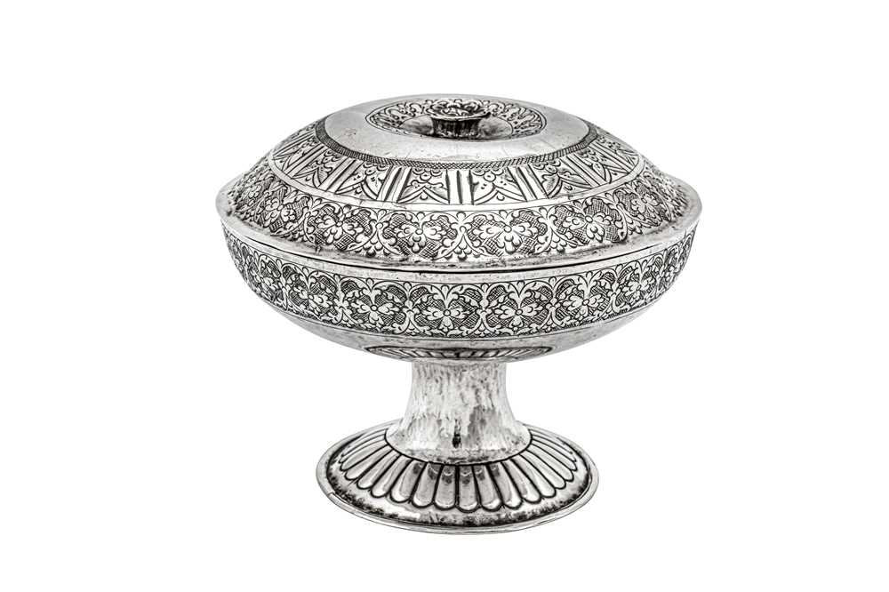 Lot 156 - A mid-20th century Indian silver covered footed bowl, Northern India probably Delhi circa 1950