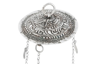 Lot 494 - A SILVER REPOUSSÉ AND OPENWORK CHRISTIAN CENSER
