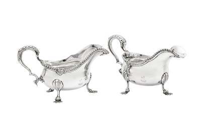 Lot 673 - A pair of George III sterling silver sauceboats, London 1772 by John Parker and Edward Wakelin