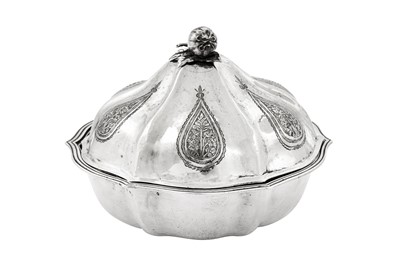 Lot 271 - A rare mid-19th century French 950 standard silver covered serving dish (sahan), Paris circa 1860 by Eugène Queillé (reg. 11 Feb 1847 to 1880)