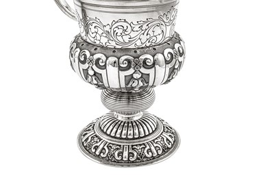 Lot 414 - A pair of early 20th century French 950 standard silver ewers, Paris circa 1920 by Jacques Risler (reg. 19th October 1920, biff. 7th feb 1927)