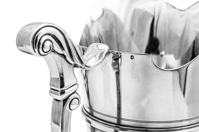 Lot 414 - A pair of early 20th century French 950 standard silver ewers, Paris circa 1920 by Jacques Risler (reg. 19th October 1920, biff. 7th feb 1927)