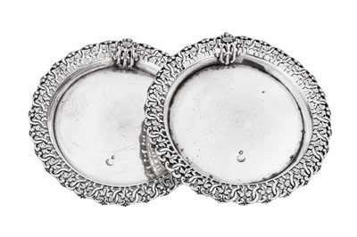 Lot 272 - Egyptian Royal interest - A pair of late 19th century Ottoman Turkish 900 standard silver dishes, Tughra of Sultan Abdul Hamid II (1876-1909)