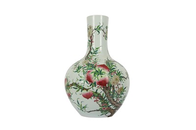 Lot 471 - A CHINESE FAMILLE ROSE 'BATS AND PEACHES' VASE, TIANSHOUPING.