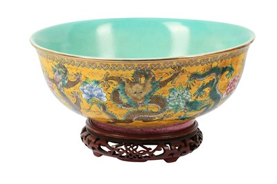 Lot 303 - A CHINESE CANTON PORCELAIN NINE DRAGON BOWL