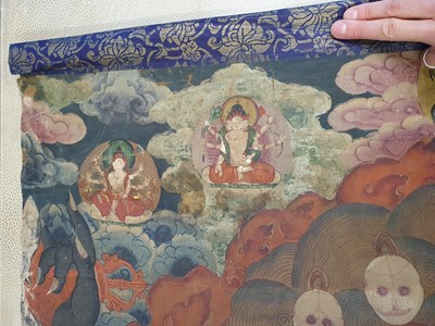 Lot 247 - A LARGE THANGKA OF SIMHAVAKTRA DAIKINI.