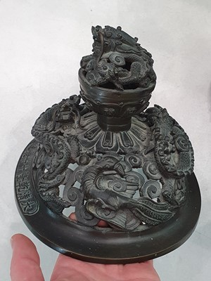 Lot 232 - A CHINESE BRONZE 'MYTHICAL BEAST' INCENSE BURNER.