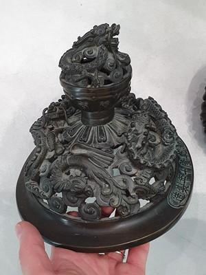 Lot 232 - A CHINESE BRONZE 'MYTHICAL BEAST' INCENSE BURNER.
