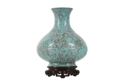 Lot 210 - A CHINESE ROBIN'S EGG-GLAZED PEAR-SHAPED VASE.