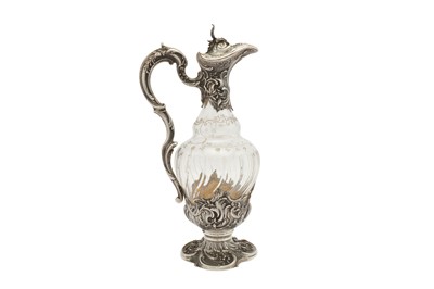 Lot 416 - A late 19th century French 950 standard silver mounted claret jug, Paris circa 1880 by Labat & Pugibet (active 1877-97)