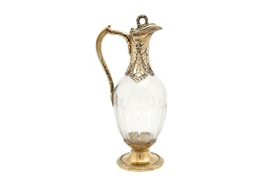 Lot 417 - A mid-19th century French unmarked silver gilt mounted claret jug, probably Paris circa 1860